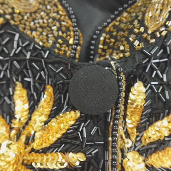 French Collizioni Beaded Jacket Womens Plus‎ 3X Black Gold Sequin Formal Party - Picture 15 of 16